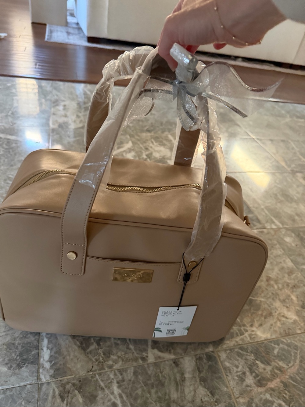 Faux leather weekender  Beige Women’s Carry Bag - Sleek Travel & Everyday Tote